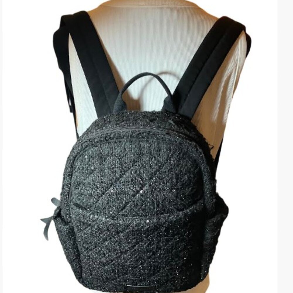 Vera Bradley Small Quilted Boucle Backpack With Black Sequins